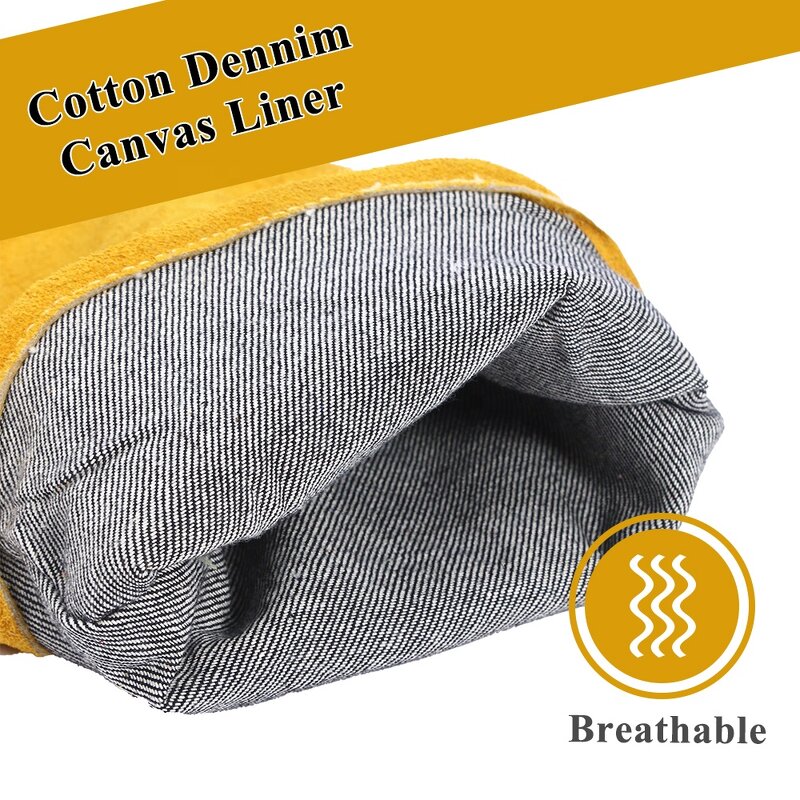 Animal Handling Gloves Manufacturer - SWELDER 23inch Yellow-Black Bite Proof Double Cowhide Leather for Dogs Cats