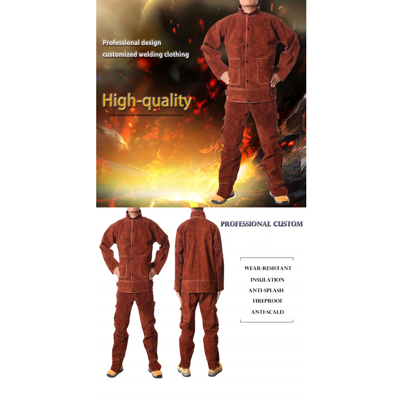 Welding Cloth Overall Manufacturer - Swelder 2025 Premium Brown Flame-Resistant Cow Leather Jacket and Pant