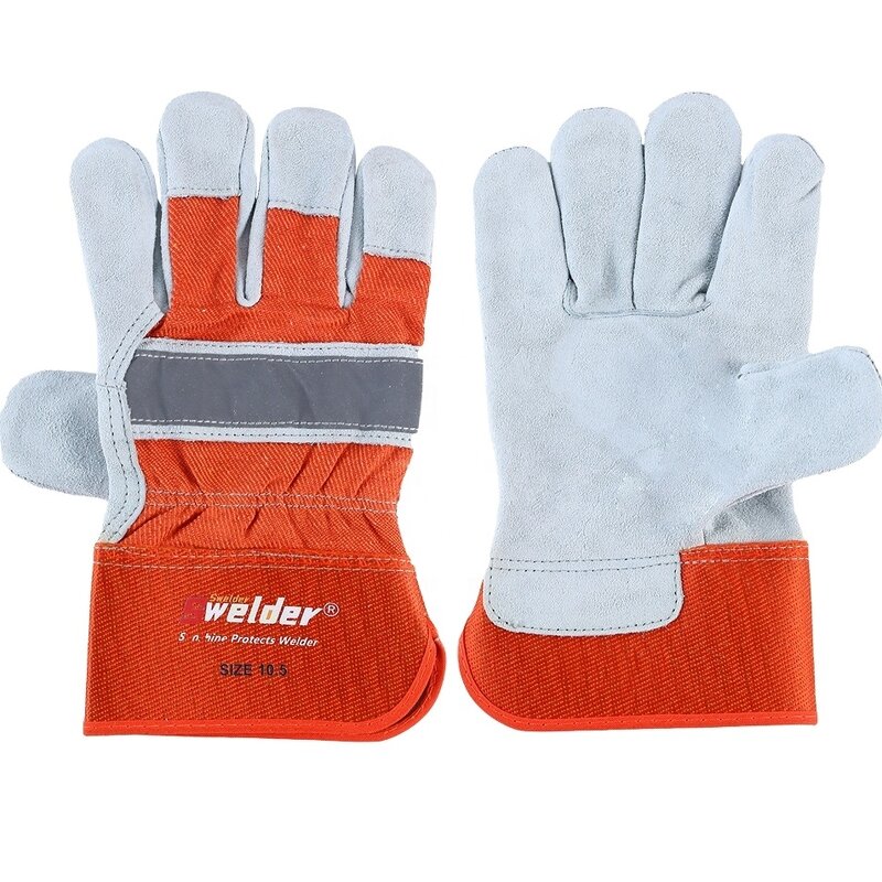 Work Glove Manufacturer - Swelder Hot Sale 10.5 Inch Red Split Cow Leather Full Palm Rigger Welding