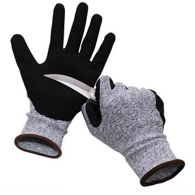 Safety Work Gloves Manufacturer - SUNSHINE Nitrile 13G Grey HPPE Level 5 Black Nitrile Sandy Coating Anti Cut