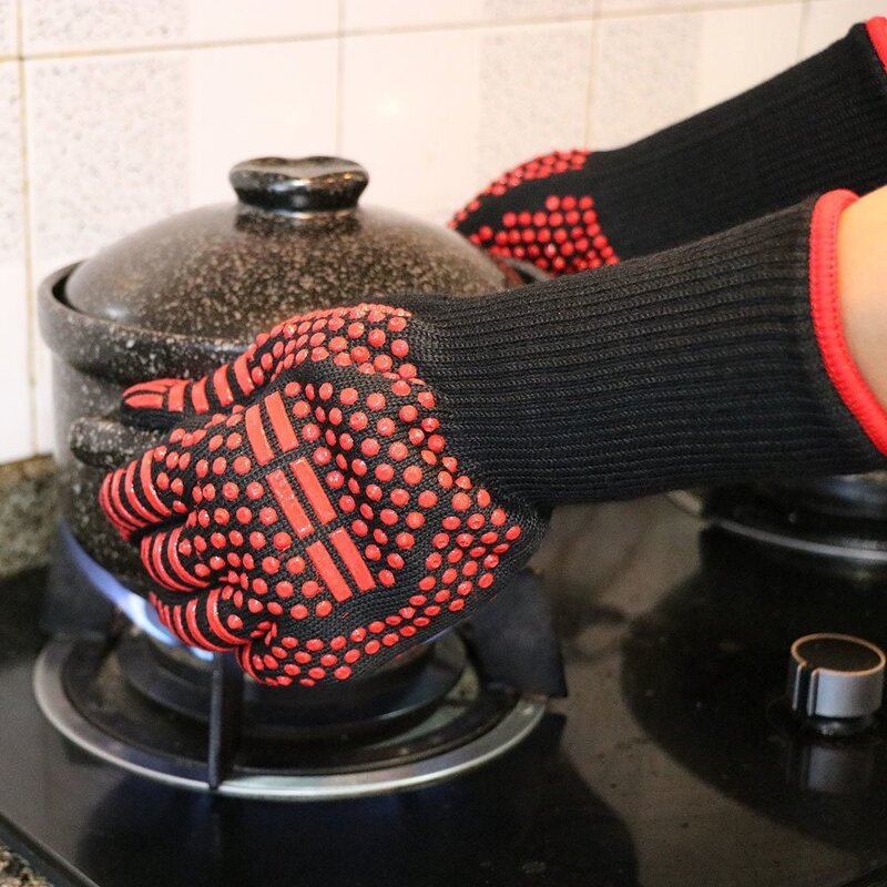 BBQ Gloves Manufacturer - CE EN407 EN388 Heat Protection Grilling 800 Silicone for Barbacoa