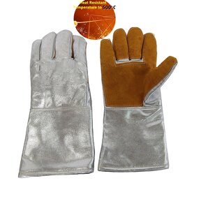 Work Gloves Manufacturer - Swelder EN407 Radiative to 500°C Cowhide Leather & Aluminum Foil for Metallurgy