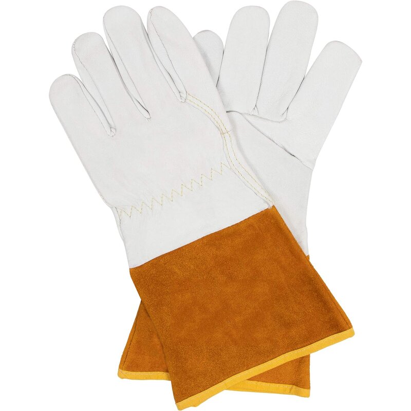 TIG Welding Gloves Manufacturer - SWELDER 13inch High Dexterity Natural Arc Sheepskin Unlined with Gold Cuff