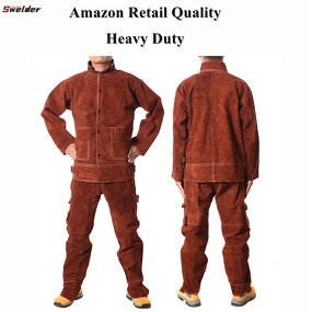 Welding Jacket Manufacturer - Swelder 2024 Factory Customize Heavy Duty Leather Flame Resistant Overall Suit with Sleeve