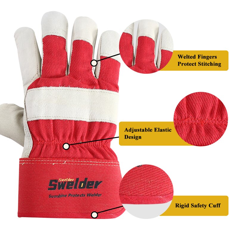 Work Gloves Manufacturer - Swelder Hot Sale 10.5 Inch Cowhide Split Leather Palm with Rubberized Cuff for Winter