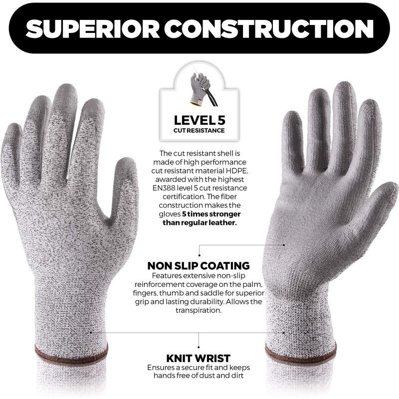 Cut Resistant Gloves Manufacturer - Sunshine HPPE Anti-Cut Level 5 with PU Coated Palm