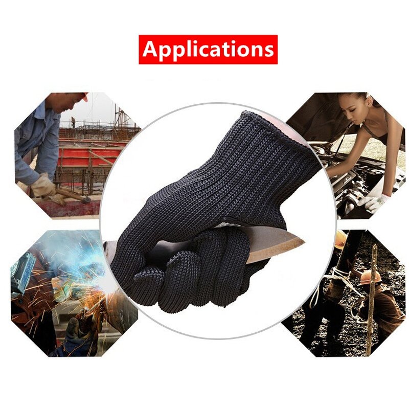 Anti Cut Resistant Gloves Manufacturer - Sunshine 100% Food Grade 7 Gauge Black Fiber Level 5 with Stainless Steel