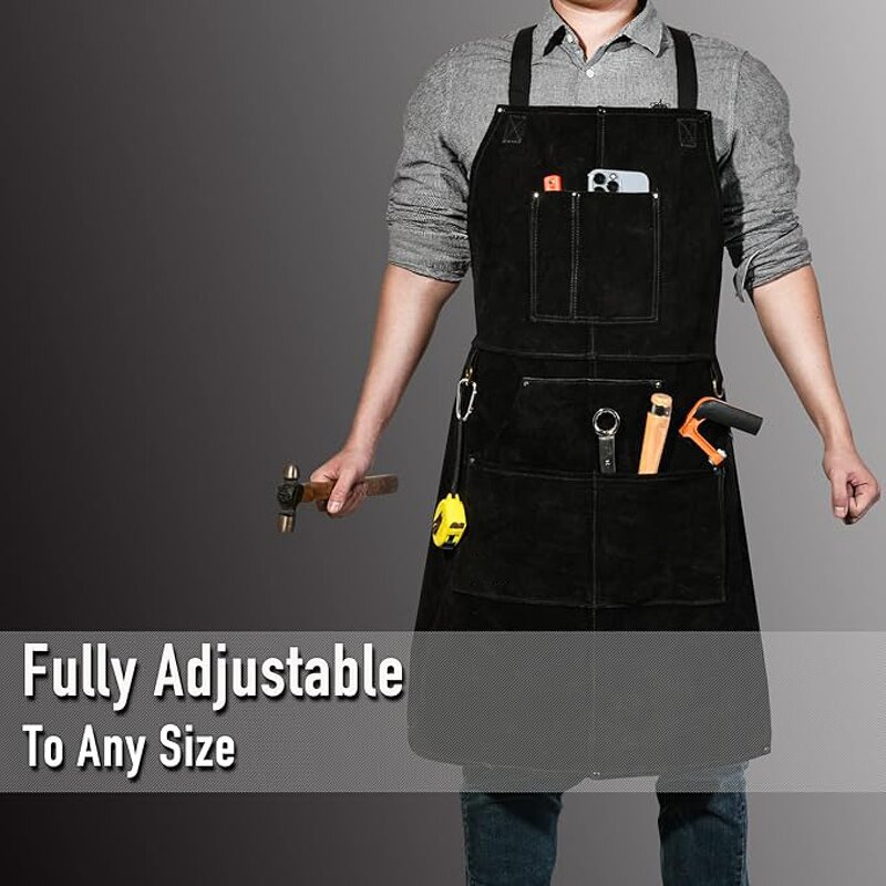 Welding Work Apron Manufacturer - SWELDER 2025 New Heat Flame-Resistant Heavy Duty Leather with 6 Pockets