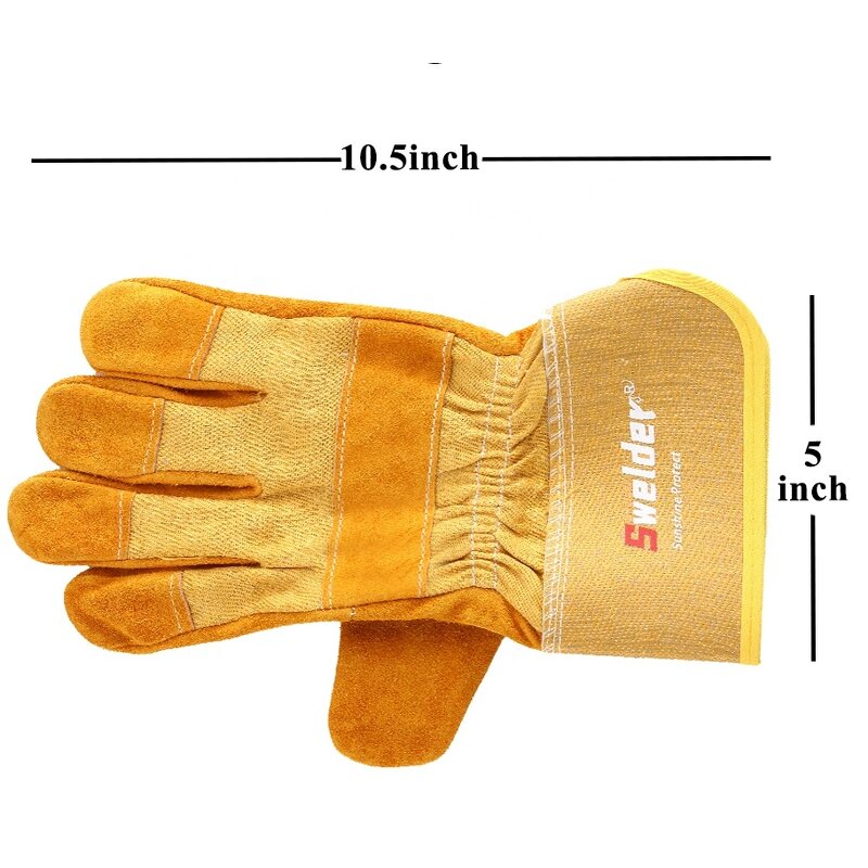 Work Glove Manufacturer - Swelder Economic 10.5 Inch Yellow Cowsplit Leather Full Palm Rigger