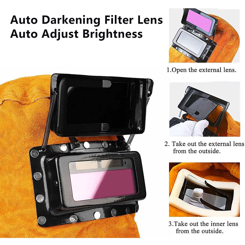 Welding Hood Manufacturer - SWELDER 2025 Hot Sale Yellow Cowhide Leather with Lens