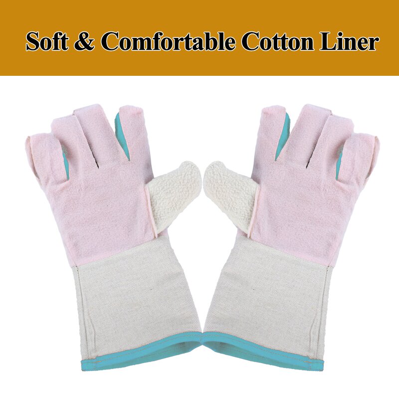 Welding Glove Manufacturer - Swelder 14" Length F8300 Factory Wholesale Light Blue Split Cowhide Leather