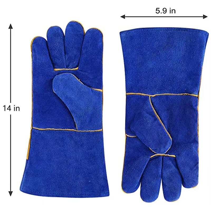 Welding Gloves Manufacturer - Swelder 14inch Blue Cowhide Leather Heat Resistant with Liner
