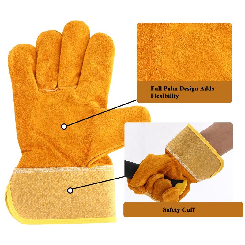 Work Glove Manufacturer - Swelder Economic 10.5 Inch Yellow Cowsplit Leather Full Palm Rigger