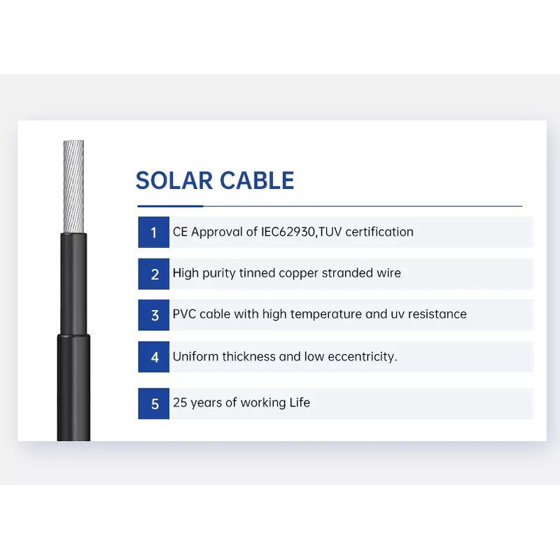 PV Solar DC Cable Manufacturer - 2.5-10mm Solar Panel Wire with TUV for Power Systems
