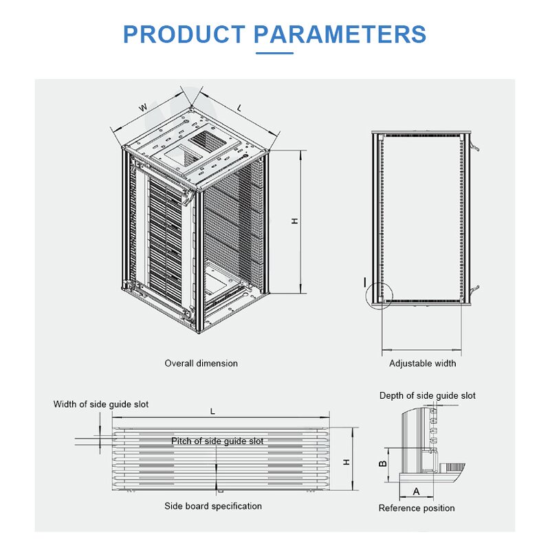 ESD PCB Magazine Rack Manufacturer - 355*320*563mm Handle Type Metal for SMT & PCB Assembly
