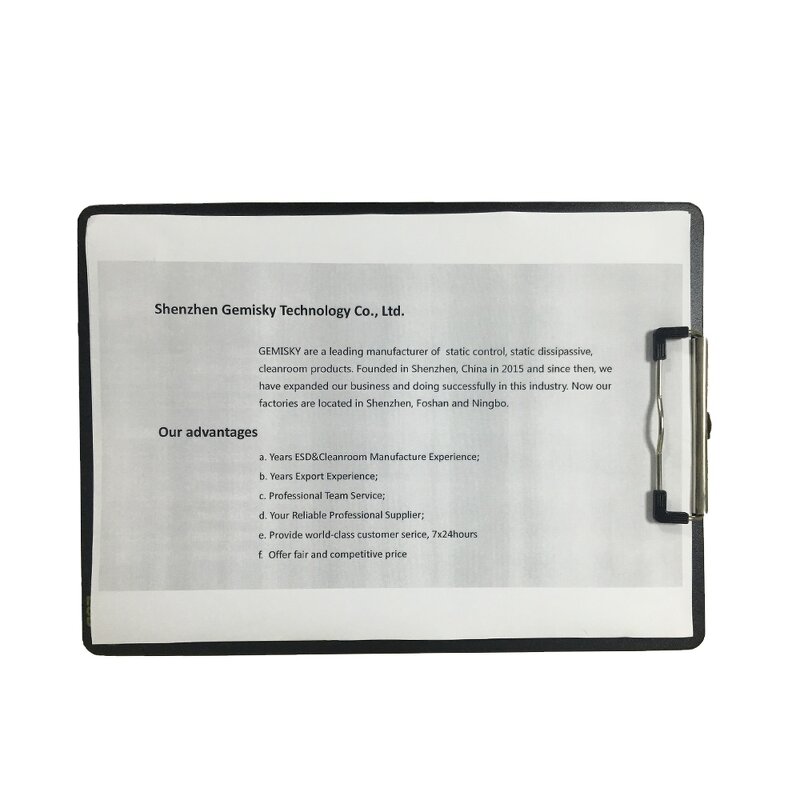 ESD Clip Board Manufacturer - A4 Plastic Black Anti Static Document Holder for Cleanroom
