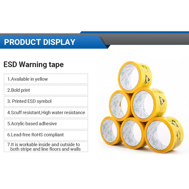 ESD Warning Tape Manufacturer - 33M Length PVC for Protected Area Floor & Wall Custom Logo