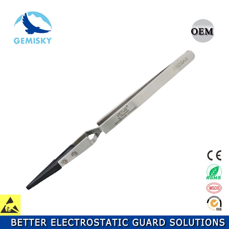 ESD Tweezers Manufacturer - Conductive Black Plastic for Industrial Manufacturing