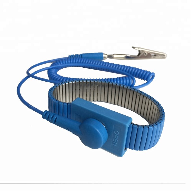 ESD Wrist Strap Manufacturer - GS-A04105 Elastic Blue Adjustable 10MM Metal Antistatic