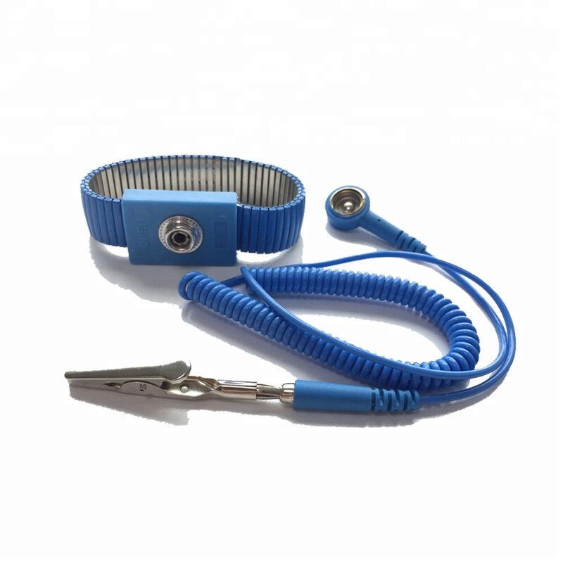 ESD Wrist Strap Manufacturer - GS-A04105 Elastic Blue Adjustable 10MM Metal Antistatic