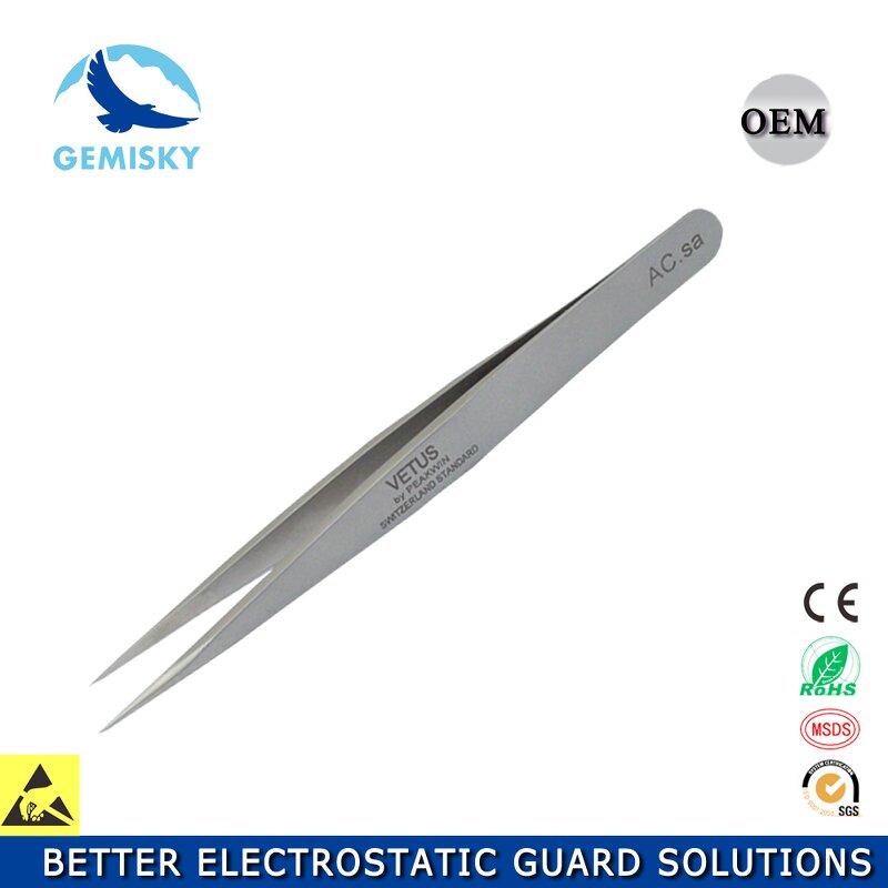 ESD Tweezers Manufacturer - Conductive Black Plastic for Industrial Manufacturing