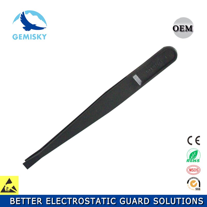 ESD Tweezers Manufacturer - Conductive Black Plastic for Industrial Manufacturing