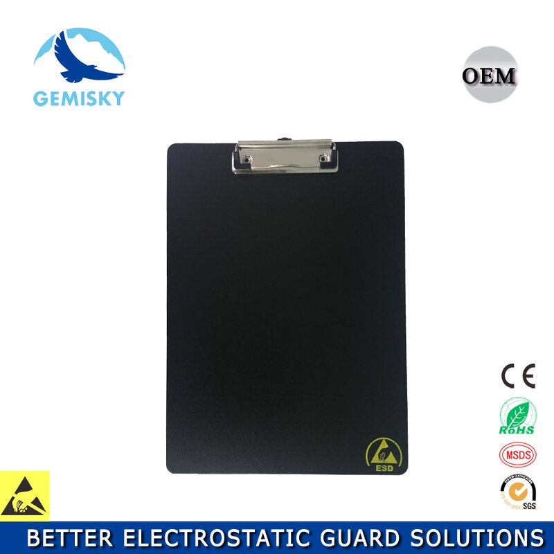 ESD Clip Board Manufacturer - A4 Plastic Black Anti Static Document Holder for Cleanroom