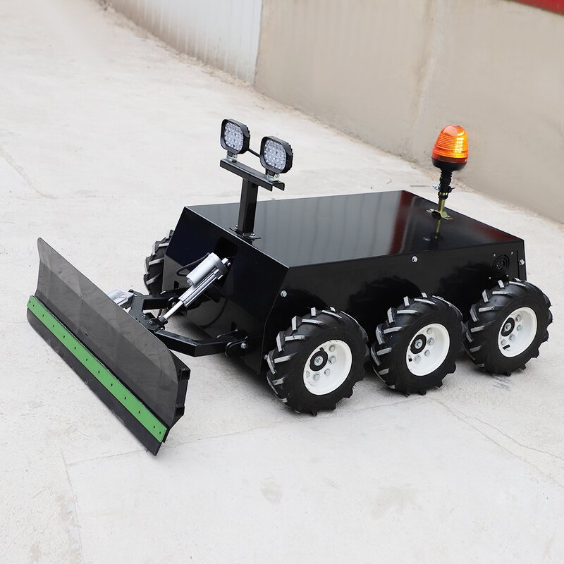 Snow Shovel - Folding Yellow 4 Wheel Drive Tractor Gasoline Snow Blower