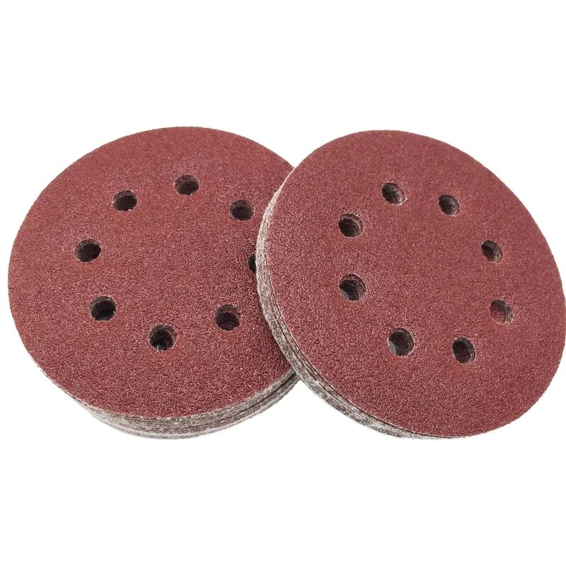 Sandpaper Sander Manufacturer - 5 Inch 180 Grit Red Round with 8 Holes 150mm Hook Loop