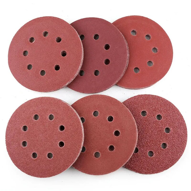 Sandpaper Sander Manufacturer - 5 Inch 180 Grit Red Round with 8 Holes 150mm Hook Loop