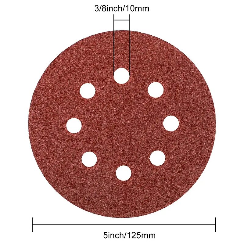 Sandpaper Sander Manufacturer - 5 Inch 180 Grit Red Round with 8 Holes 150mm Hook Loop