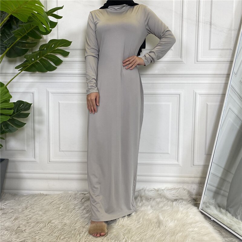 Inner Dress - 8 Colors Long Sleeve Milky Jersey Abaya Inner Dress
