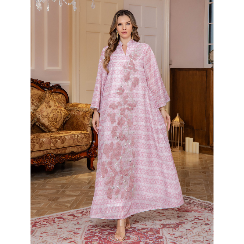 Kaftans - Middle East Dubai Embroidered Printed Eid Caftan Moroccan