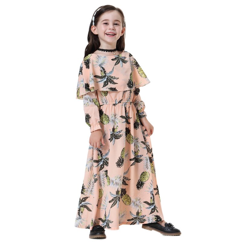 Kids Set - 2025 Black Beige Khaki Khimar Abaya 2 Piece Girls Eid