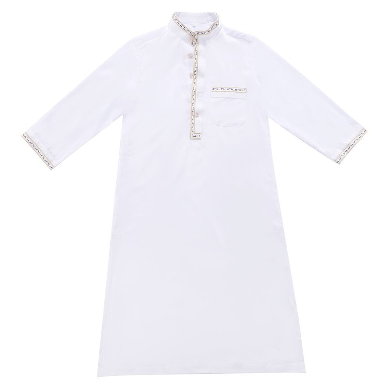 Men Thobe - With Embroidery Side Pocket Islamic Arab Muslim Thobe