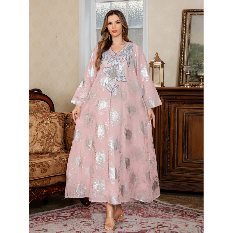 Abaya Kaftan - New Muslim Mesh Embroidered Sequined Middle Eastern