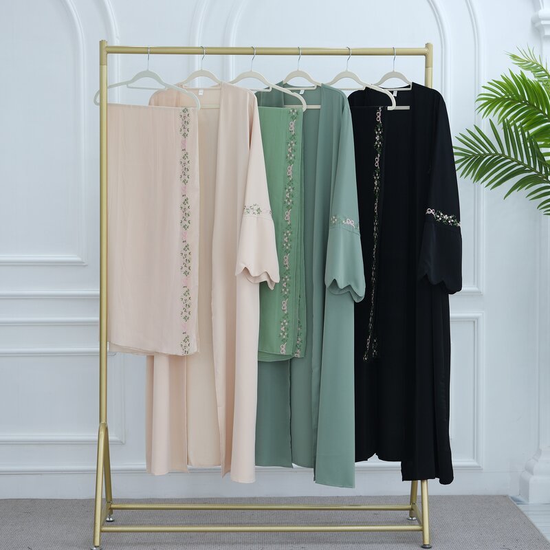 Abaya Manufacturer - Embroidered Nida Open Kimono Latest Eid Dubai Arabic