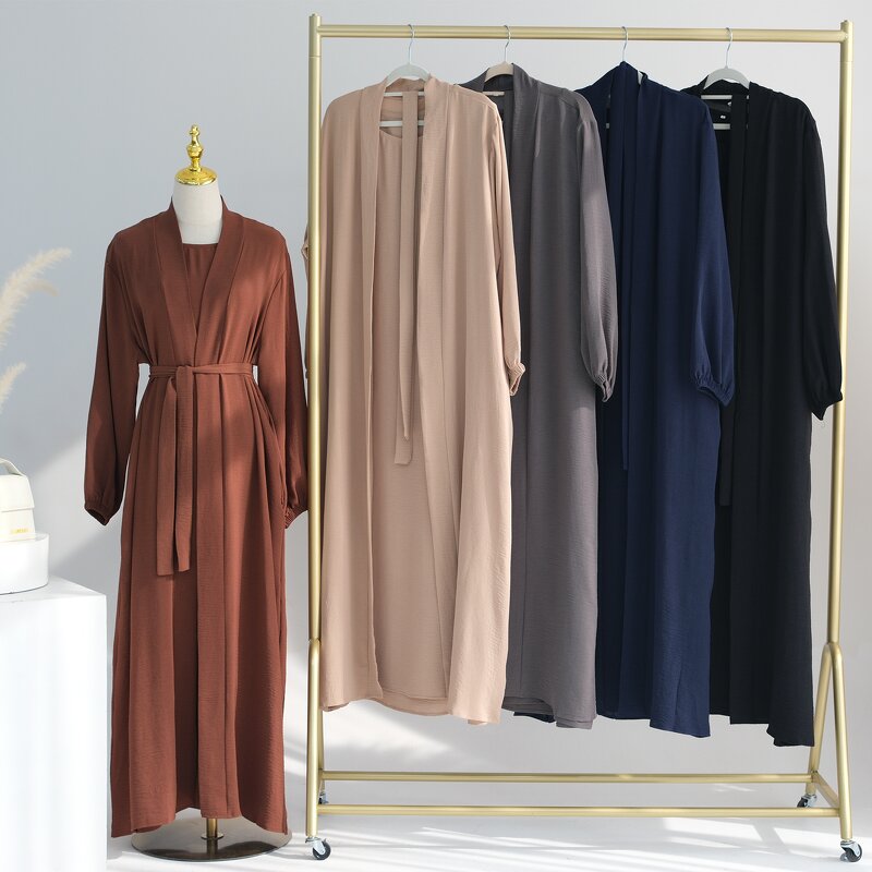 Abaya Manufacturer - 2023 6 Colors New Design Dubai 2 Piece Muslim Abaya Set