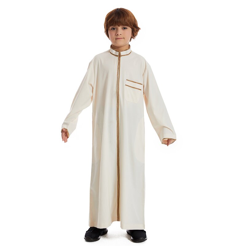 Boy Thobe - Top Quality 4 Colors Dubai Arabic Eid Embroidered Kids