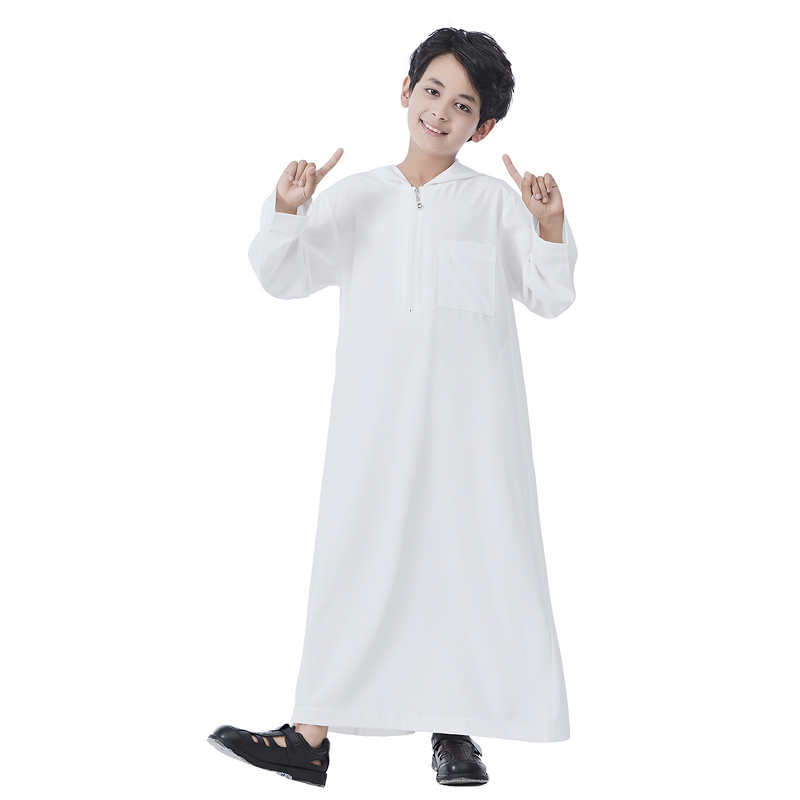 Men Thobe - Ramadan Eid Long-Sleeve Arabic Prayer Collar Cuff Robe