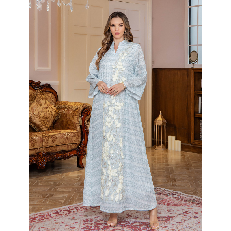 Kaftans - Middle East Dubai Embroidered Printed Eid Caftan Moroccan