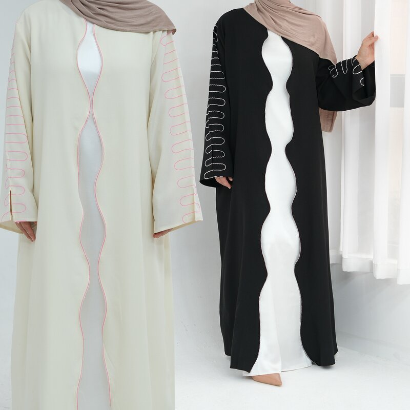 Abaya Manufacturer - 2025 Eid Open Embroidered Kimono Dubai Muslim Abaya