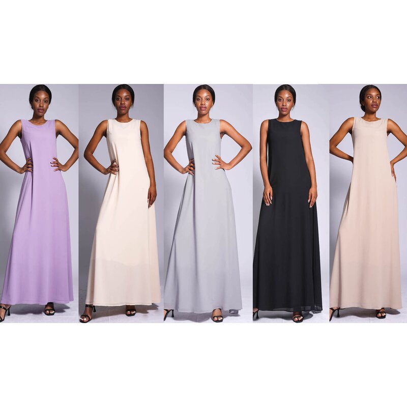 Inner Dress - Two Layer Chiffon Sleeveless Under Abaya Slip Dress