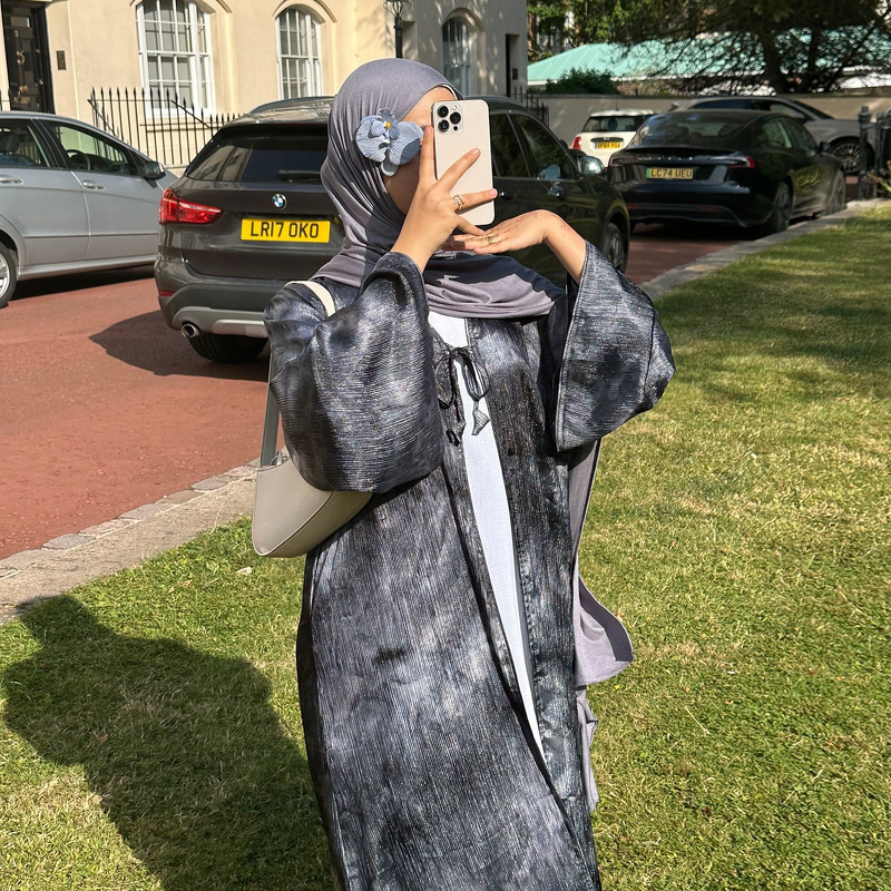 Abaya Manufacturer - Tie Dye Pleated Open Abaya Ramadan Eid Dubai Middle East