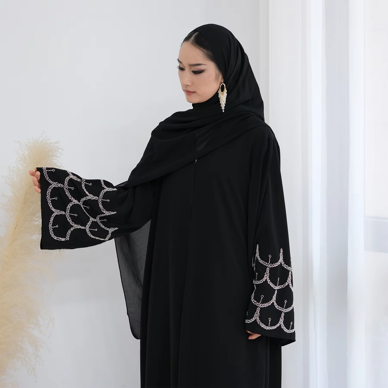 Abaya Manufacturer - 2025 Eid Open Beaded With Snaps Kimono Muslim Abaya