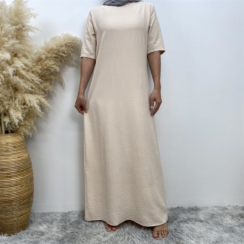 Inner Dress - 9 Colors Jazz Crepe Short Sleeves Abaya Under Slip