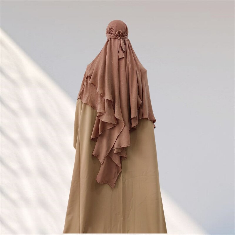 Khimar Hijab - 6 Colors Muslim Overhead Prayer Long With Glitters Modest