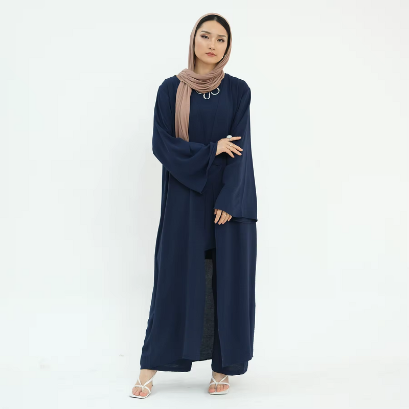 Modest Set - 8 Colors Jazz Crepe 3pcs Pants Set Dubai Turkey Abaya