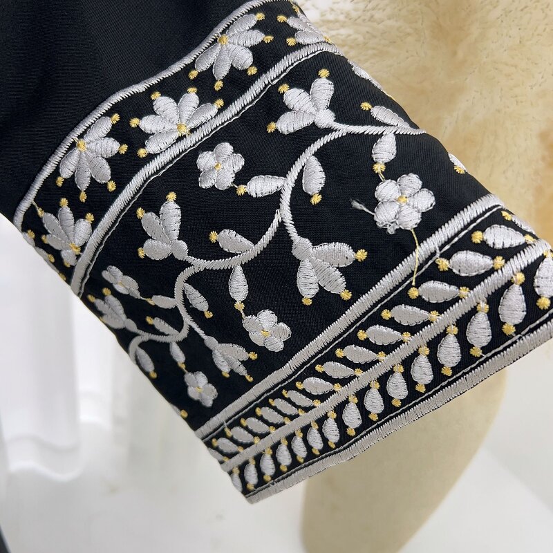 Abaya Manufacturer - 3 Colors Polyester Linen Embroidered Ramadan Eid Dress