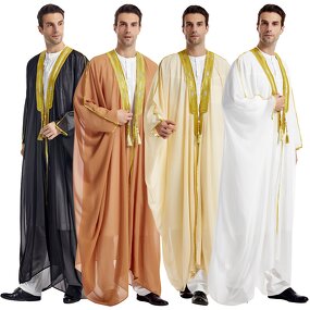 Boy Thobe - Dubai 4 Colors With Golden Ribbon Muslim Kids Eid Dress
